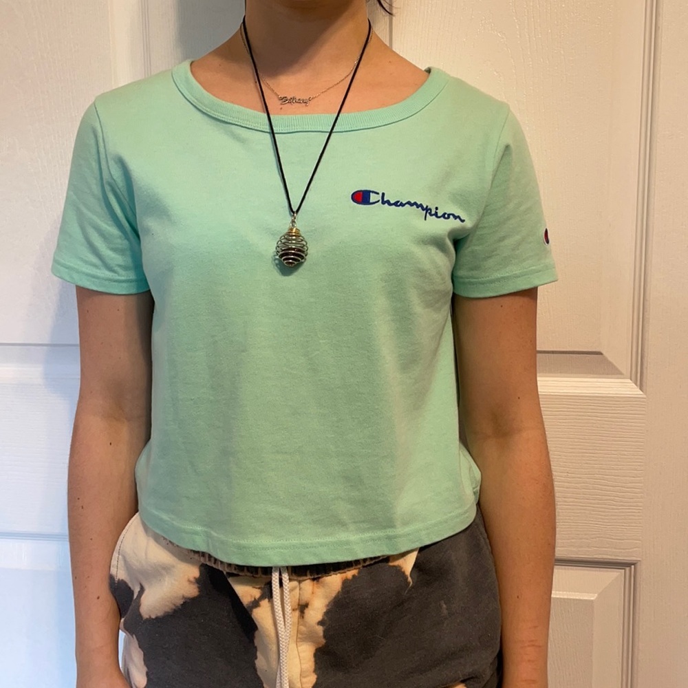 Turquoise champion crop top